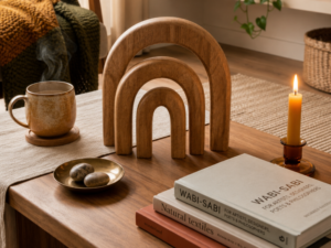 Set de Arcos Decorativos en Madera de Roble | Esculturas Artesanales Minimalistas para el Hogar