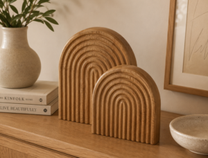 Set de Arcos Tallados en Madera de Roble | Esculturas Artesanales para Decoración del Hogar