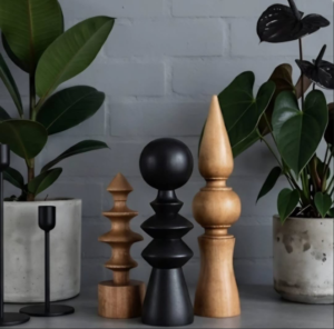 Set de Esculturas Decorativas en Madera de Roble | Figuras Geométricas Artesanales para Hogar y Oficina