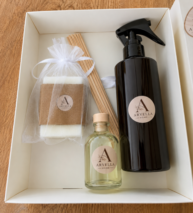Kit Aromático para Hogar | Agua de Linos, Difusor de Varillas, Ambientador y Jabón Artesanal