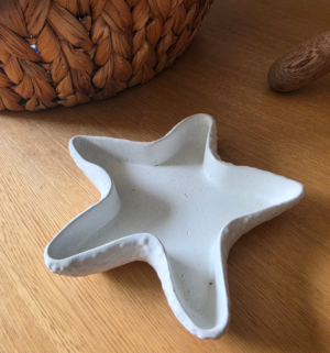 Joyero Artesanal en Forma de Estrella de Mar de Cemento Blanco | Organizador Decorativo Minimalista