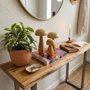 Set de Hongos Decorativos de Madera Artesanales | Escultura Minimalista para Decoración del Hogar